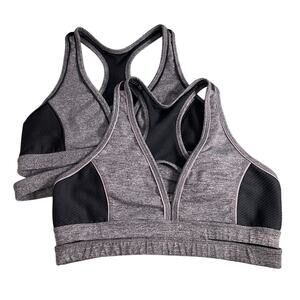 SET 2 Forever 21 SZ MED Impact Seamless Racerback Sports Bra Mesh Paneling